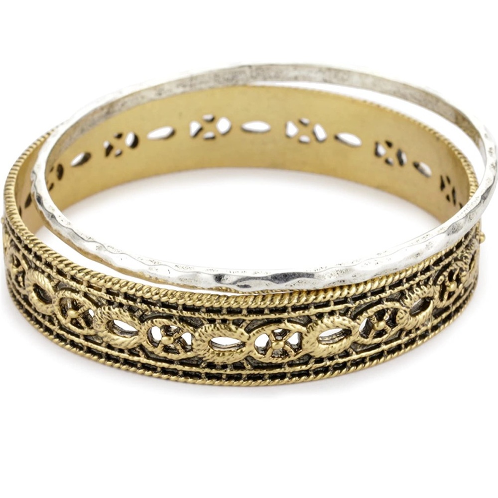 Lucky Brand Gold Tone Openwork Bangle Bracelets